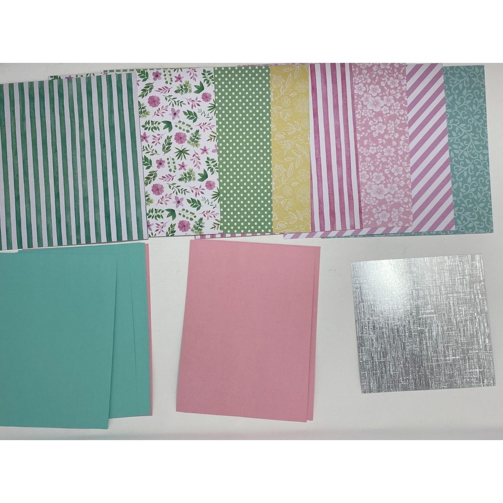 Stampin' Up! Paper 6x 6 Greens Pinks Floral Stripes 17 Sheets Stamping